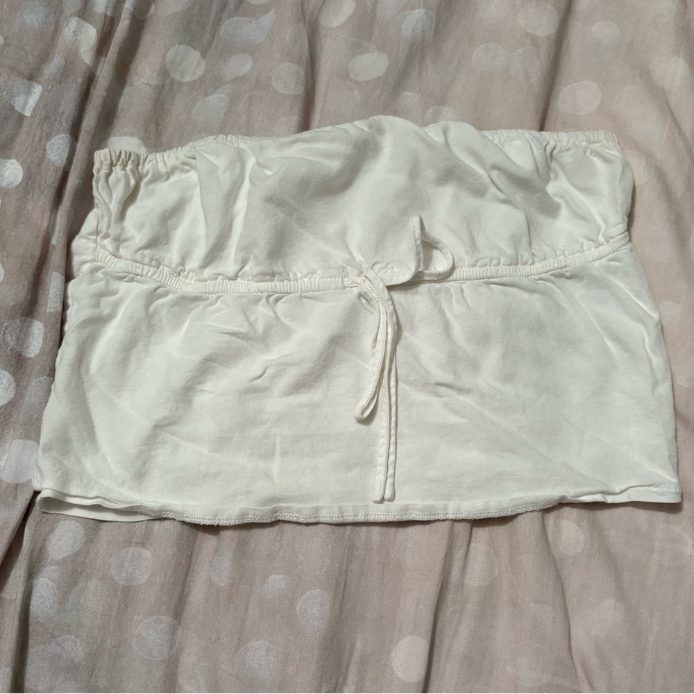 Brandy Melville White Tied Flowly Tube Top